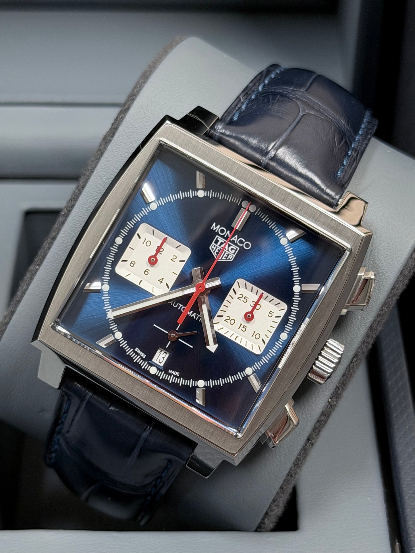 Tag Heuer Monaco Heuer 02 Blau / Box & Uhr / Top Zustand