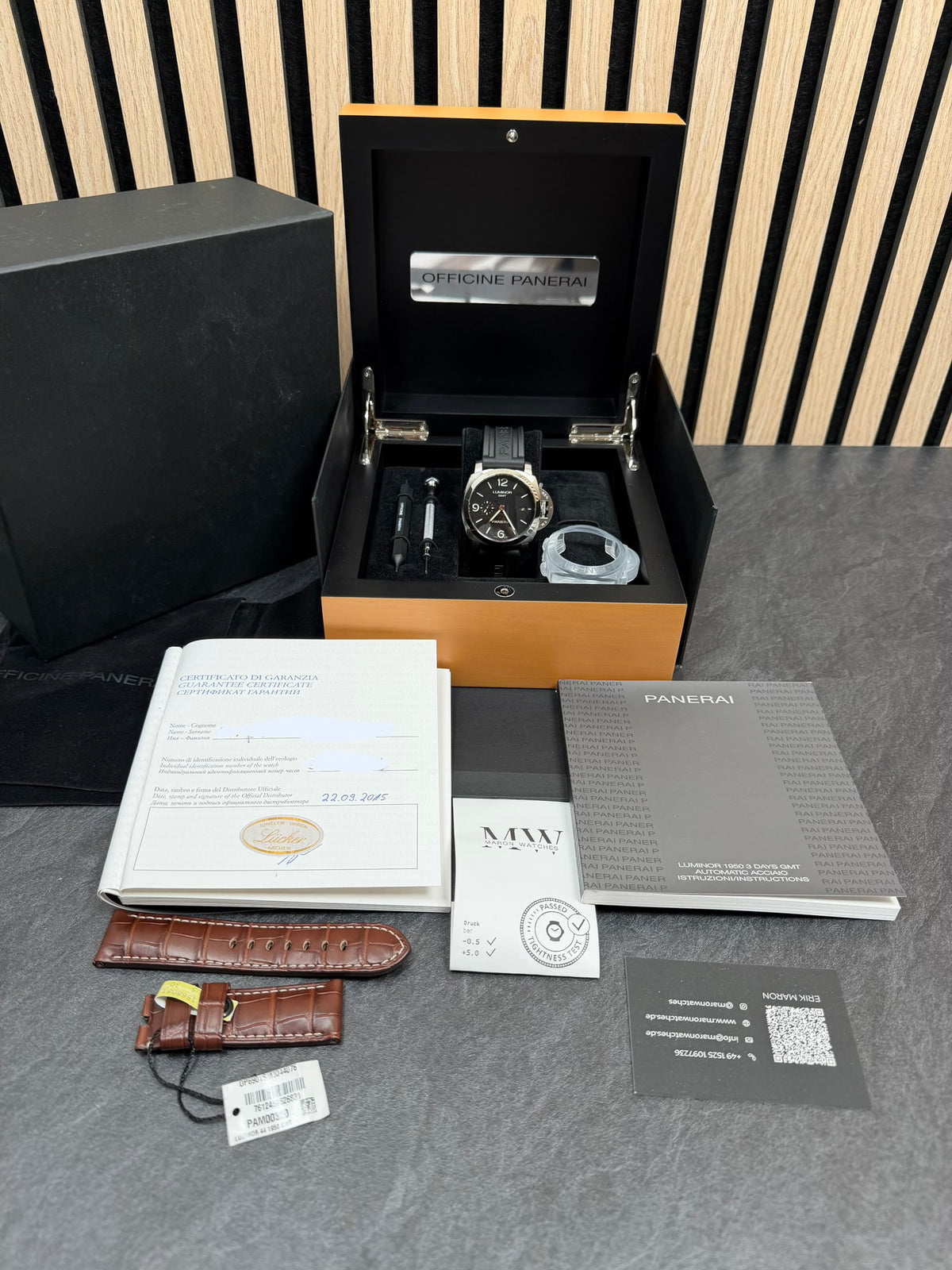 Panerai Luminor Marina 1950 3 Days GMT PAM00320 / 2015 / Full Set / Top Zustand