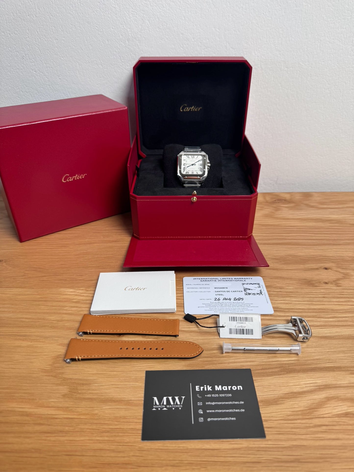 Cartier Santos Large Weiß WSSA0018 / 2025 / Full Set / Ungetragen