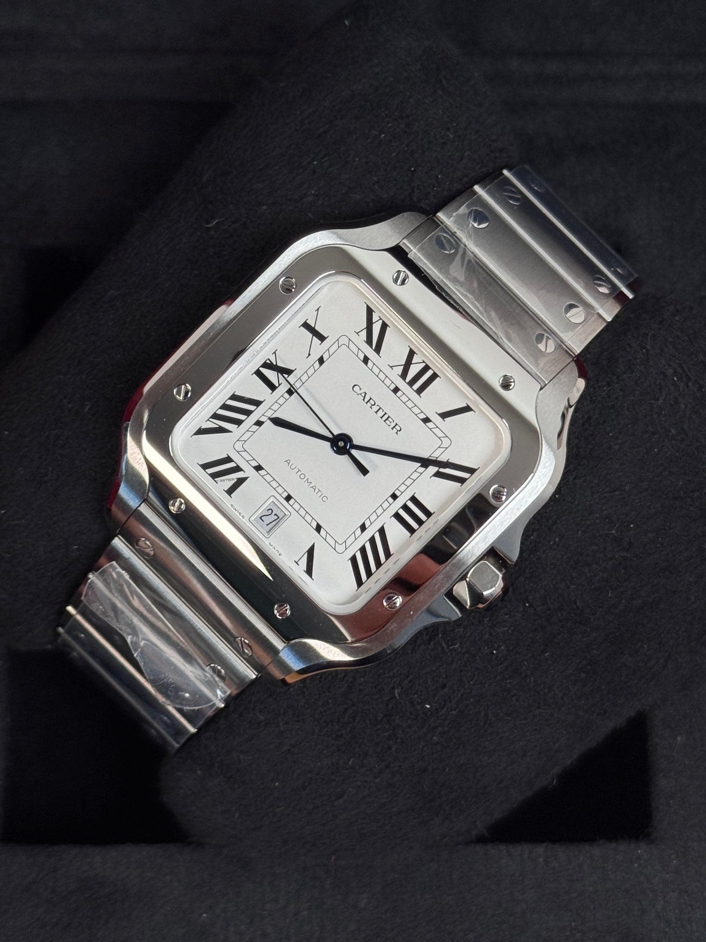 Cartier Santos Large Weiß WSSA0018 / 2025 / Full Set / Ungetragen