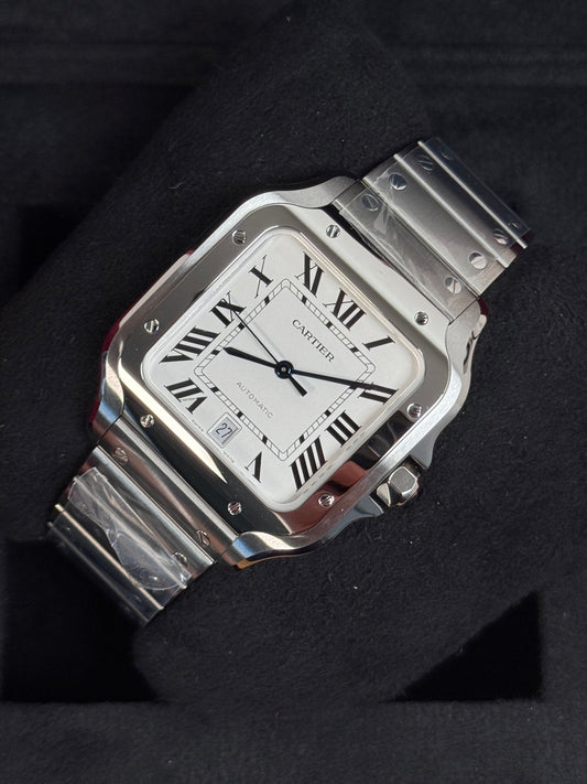 Cartier Santos Large Weiß WSSA0018 / 2025 / Full Set / Ungetragen