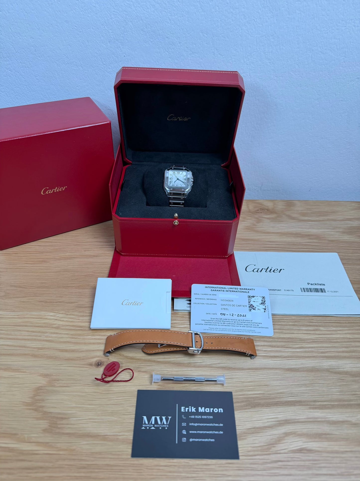 Cartier Santos Medium Weiß WSSA0029 / 2021 / Full Set / Top Zustand