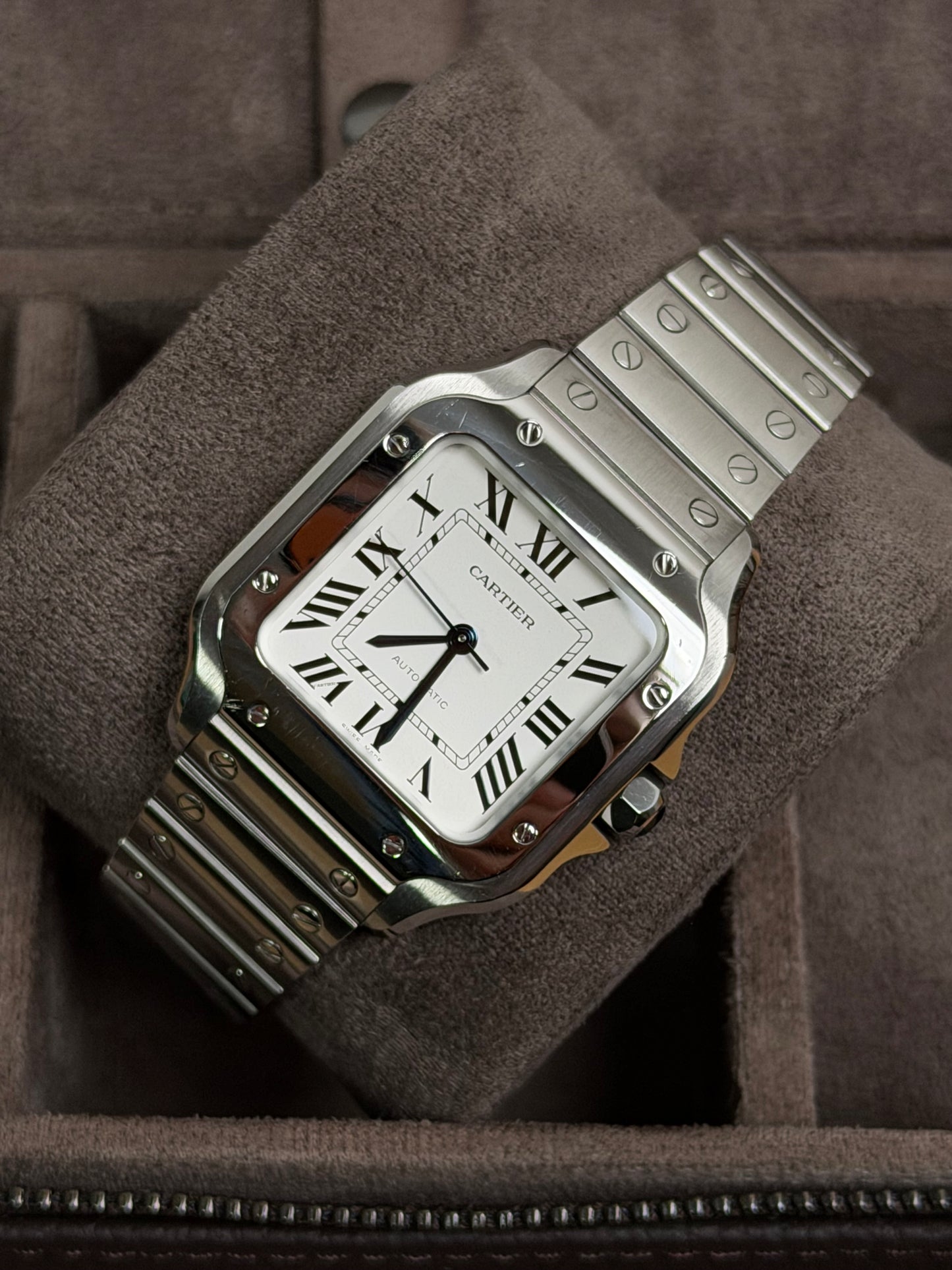 Cartier Santos Medium Weiß WSSA0029 / 2021 / Full Set / Top Zustand