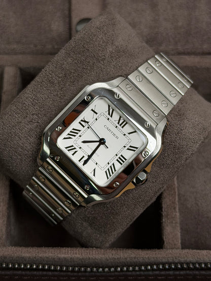 Cartier Santos Medium Weiß WSSA0029 / 2021 / Full Set / Top Zustand