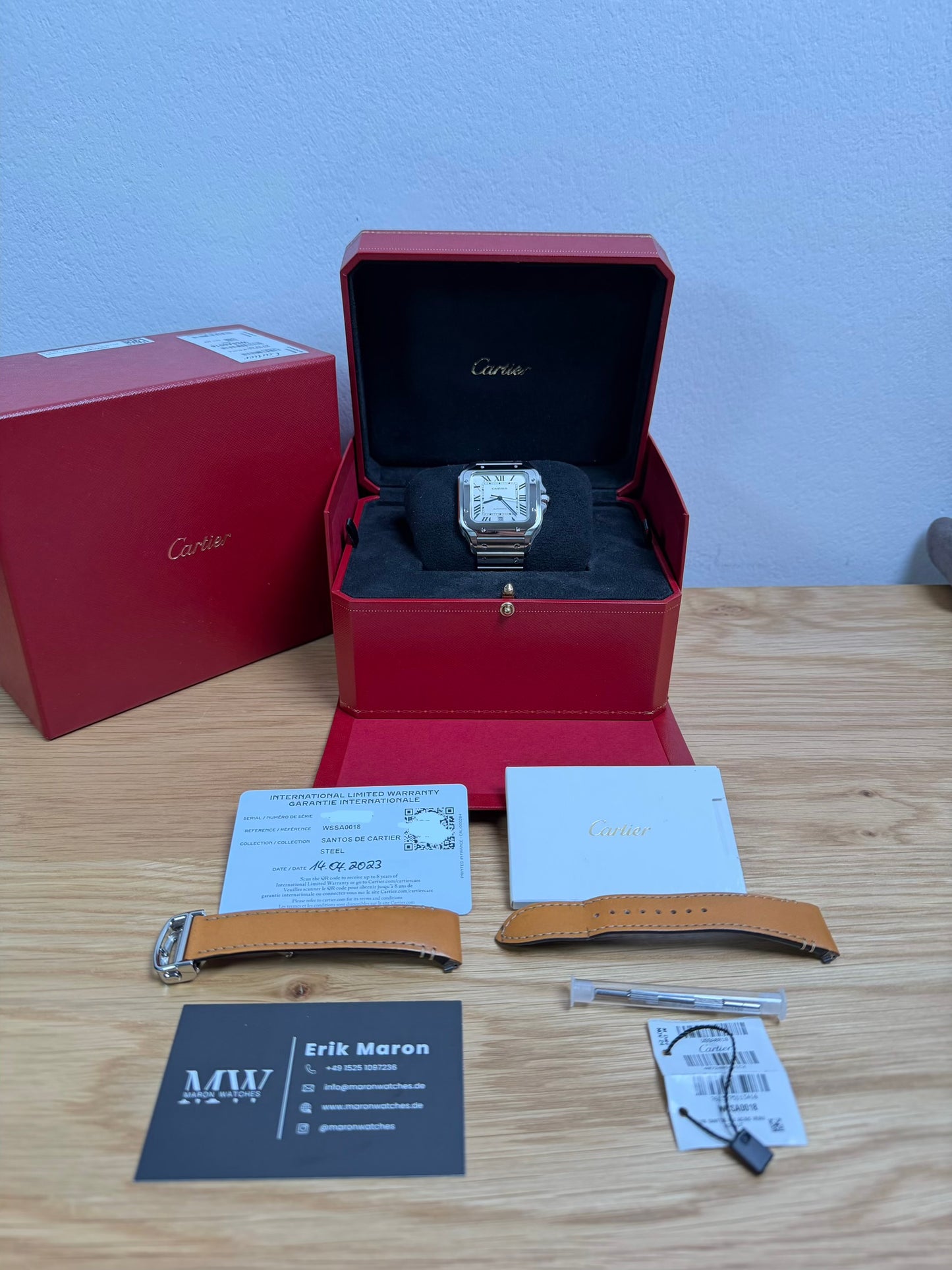 Cartier Santos Large Weiß WSSA0018 / 2023 / Full Set / Top Zustand