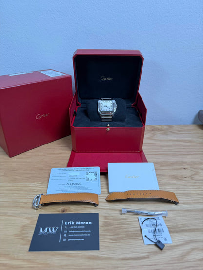 Cartier Santos Large Weiß WSSA0018 / 2023 / Full Set / Top Zustand