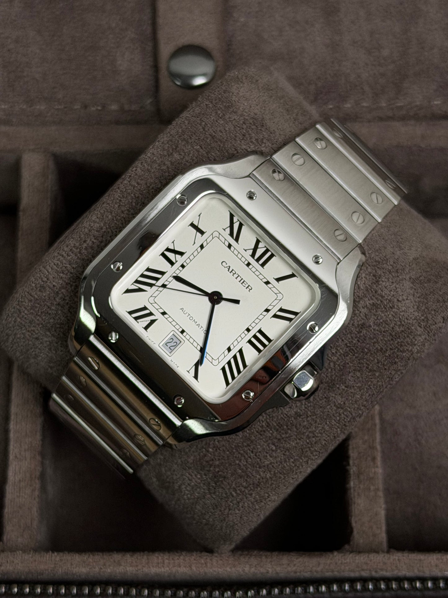 Cartier Santos Large Weiß WSSA0018 / 2023 / Full Set / Top Zustand