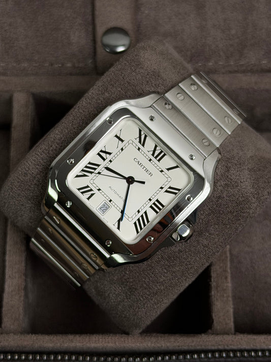 Cartier Santos Large Weiß WSSA0018 / 2023 / Full Set / Top Zustand