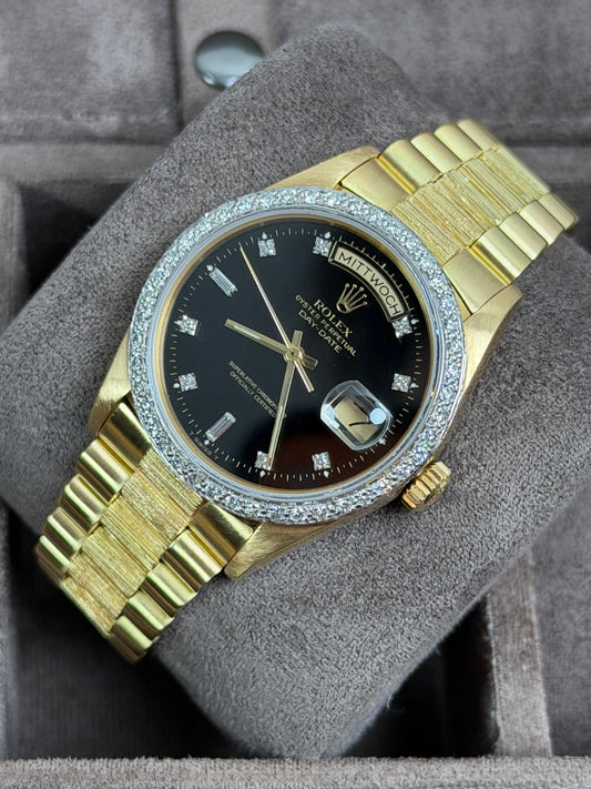 Rolex Day-Date 36 Borke 18K Gelbgold Diamant / 18078 / Sehr gut