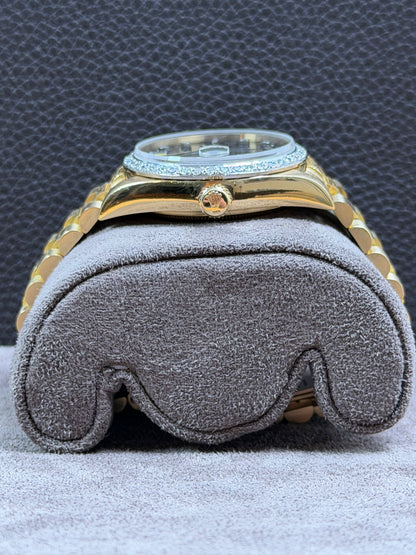 Rolex Day-Date 36 Borke 18K Gelbgold Diamant / 18078 / Sehr gut