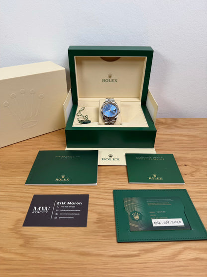 Rolex Datejust 41 126334 Azzurroblau / 2020 / Full Set / Top Zustand