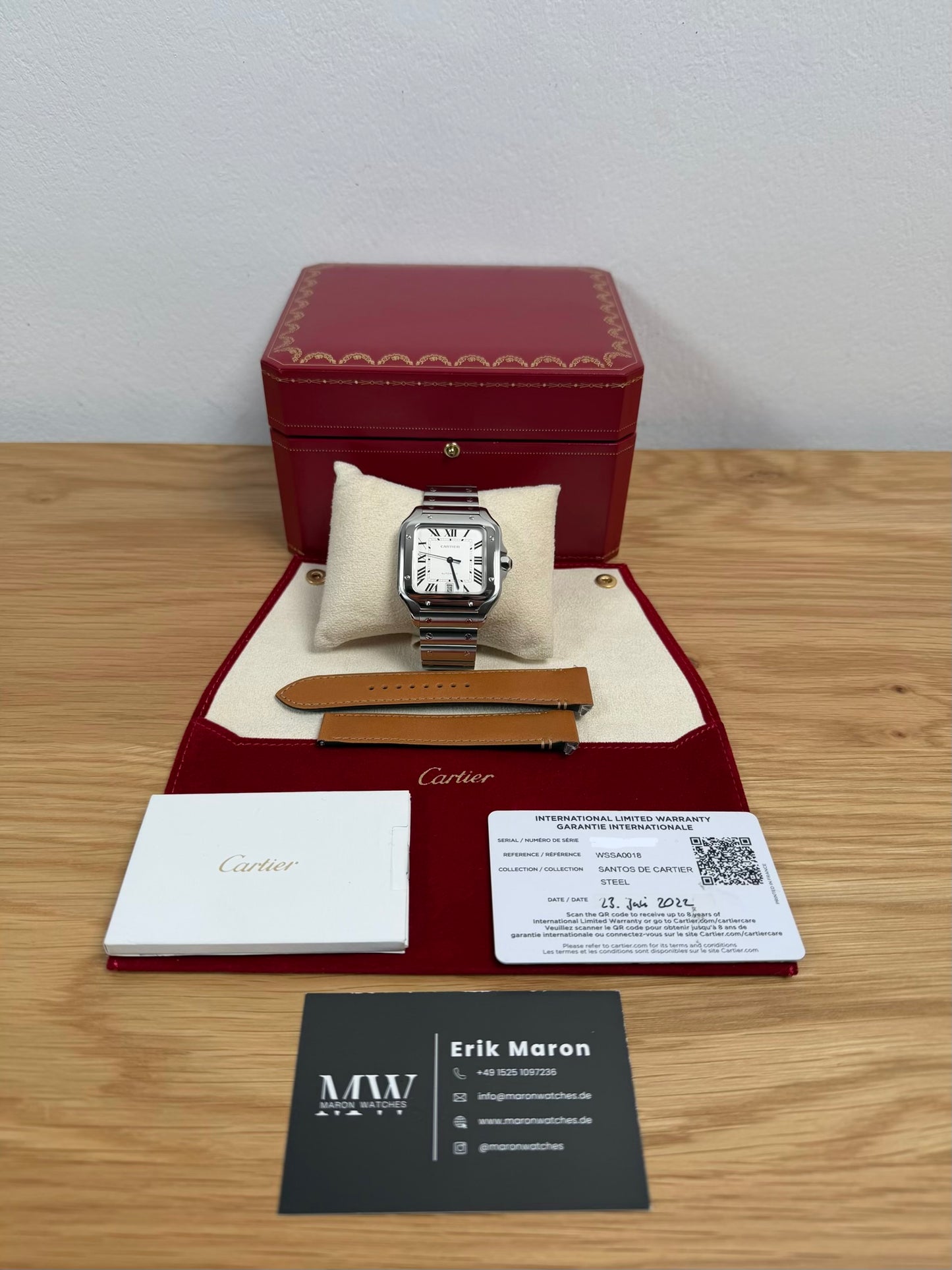 Cartier Santos Large Weiß WSSA0018 / 2022 / Full Set / Neuwertig