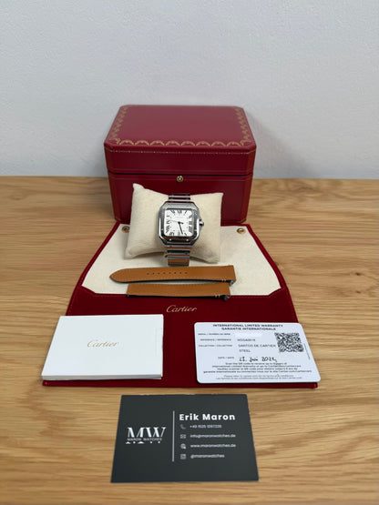 Cartier Santos Large Weiß WSSA0018 / 2022 / Full Set / Neuwertig