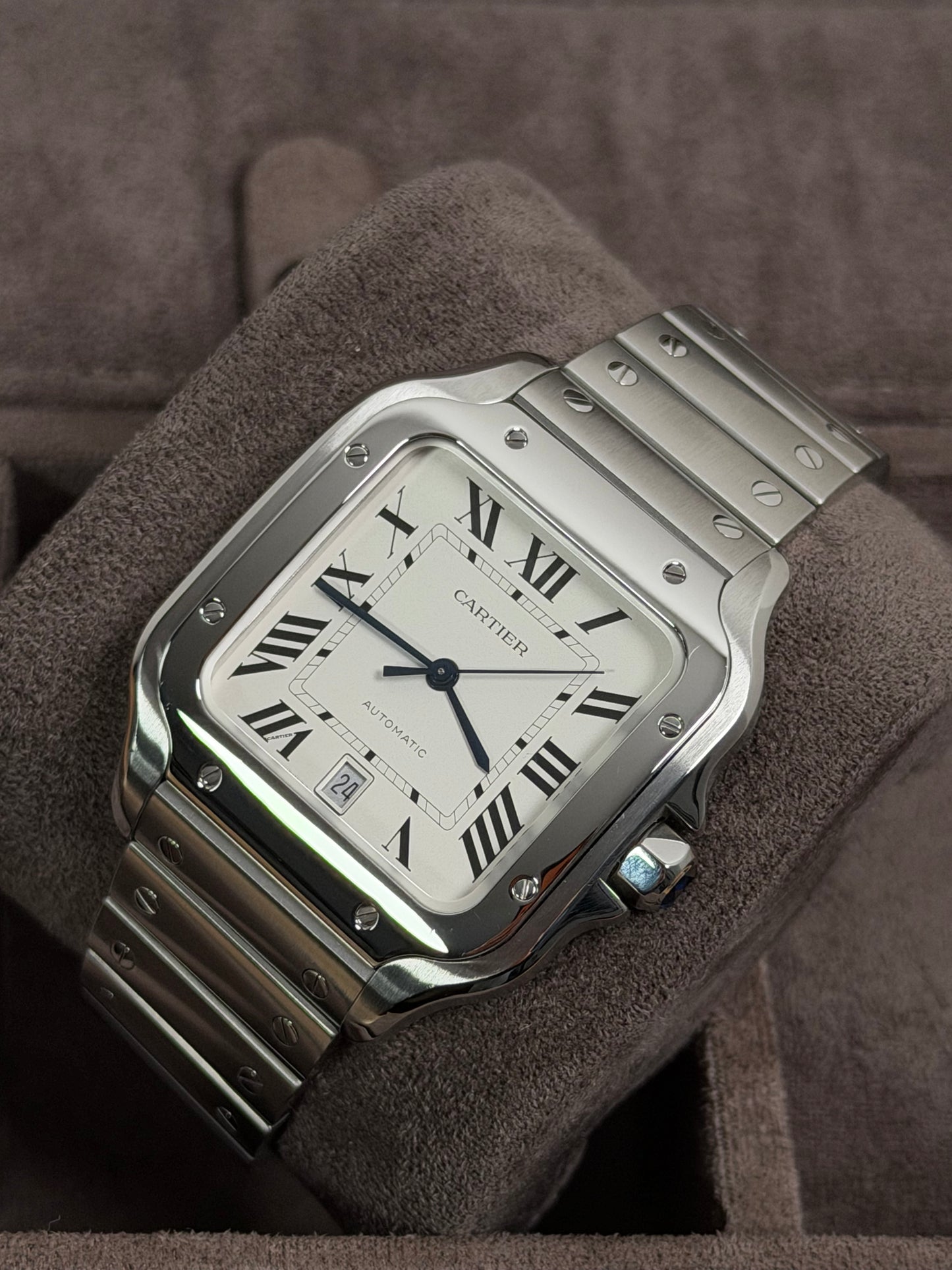 Cartier Santos Large Weiß WSSA0018 / 2022 / Full Set / Neuwertig