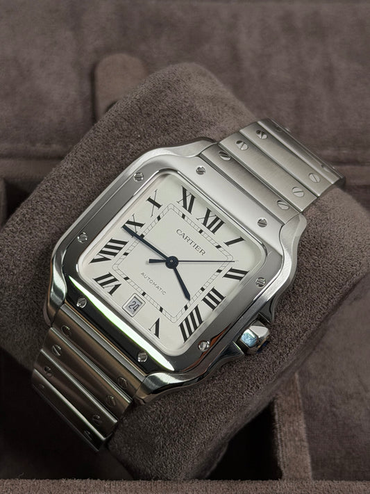 Cartier Santos Large Weiß WSSA0018 / 2022 / Full Set / Neuwertig