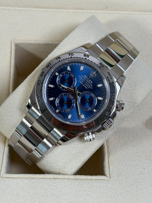 Rolex Daytona 18K Weißgold Blau 116509 / 2022 / Full Set / Neuwertig