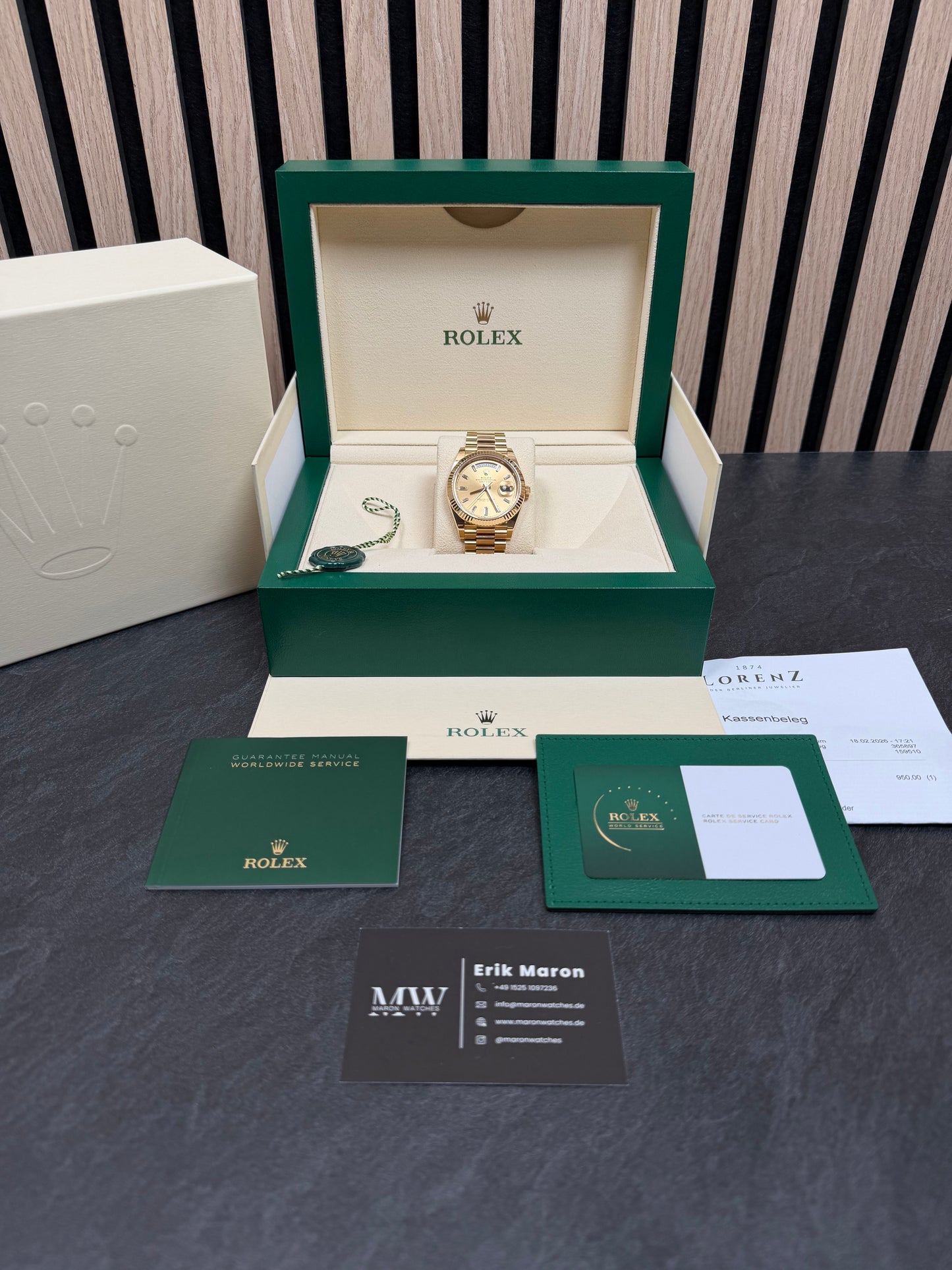Rolex Day-Date 40 18K Gelbgold Baguette-Zifferblatt / 228238 / Top Zustand
