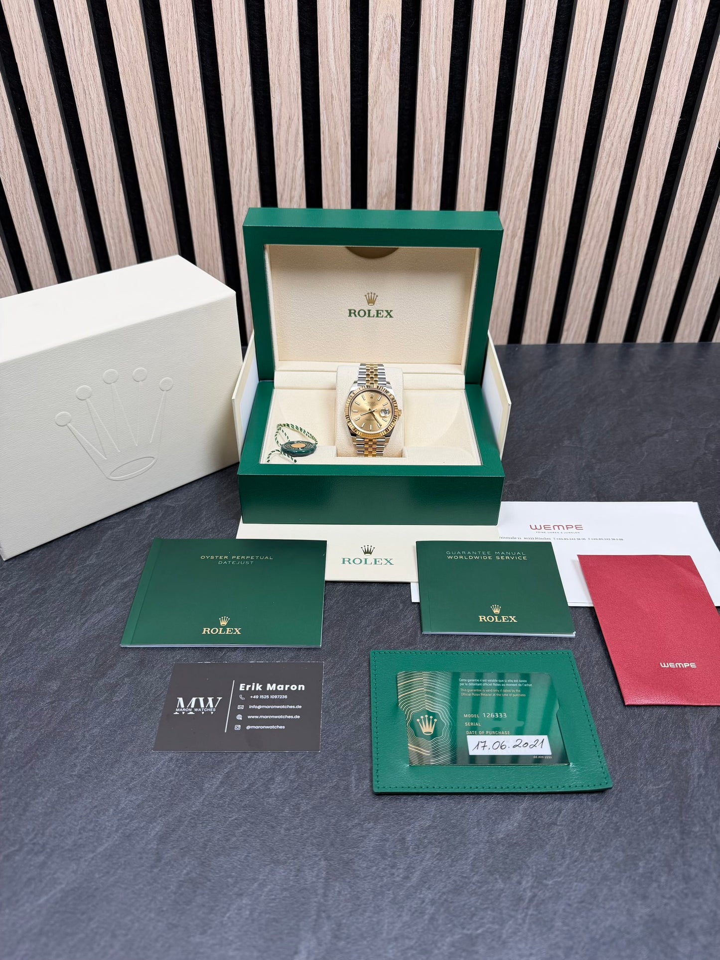 Rolex Datejust 41 126333 Gold-Zifferblatt / 2021 / Full Set / Top Zustand
