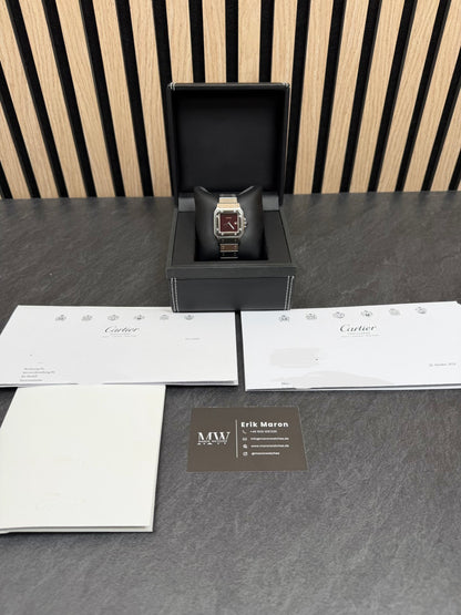 Cartier Santos Carrée Burgundy Dial / 2960 / Service / Sehr gut