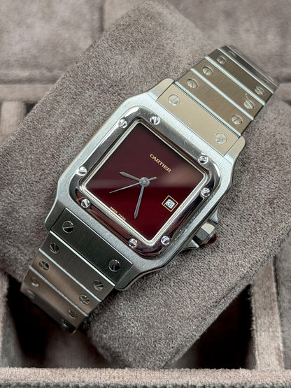 Cartier Santos Carrée Burgundy Dial / 2960 / Service / Sehr gut