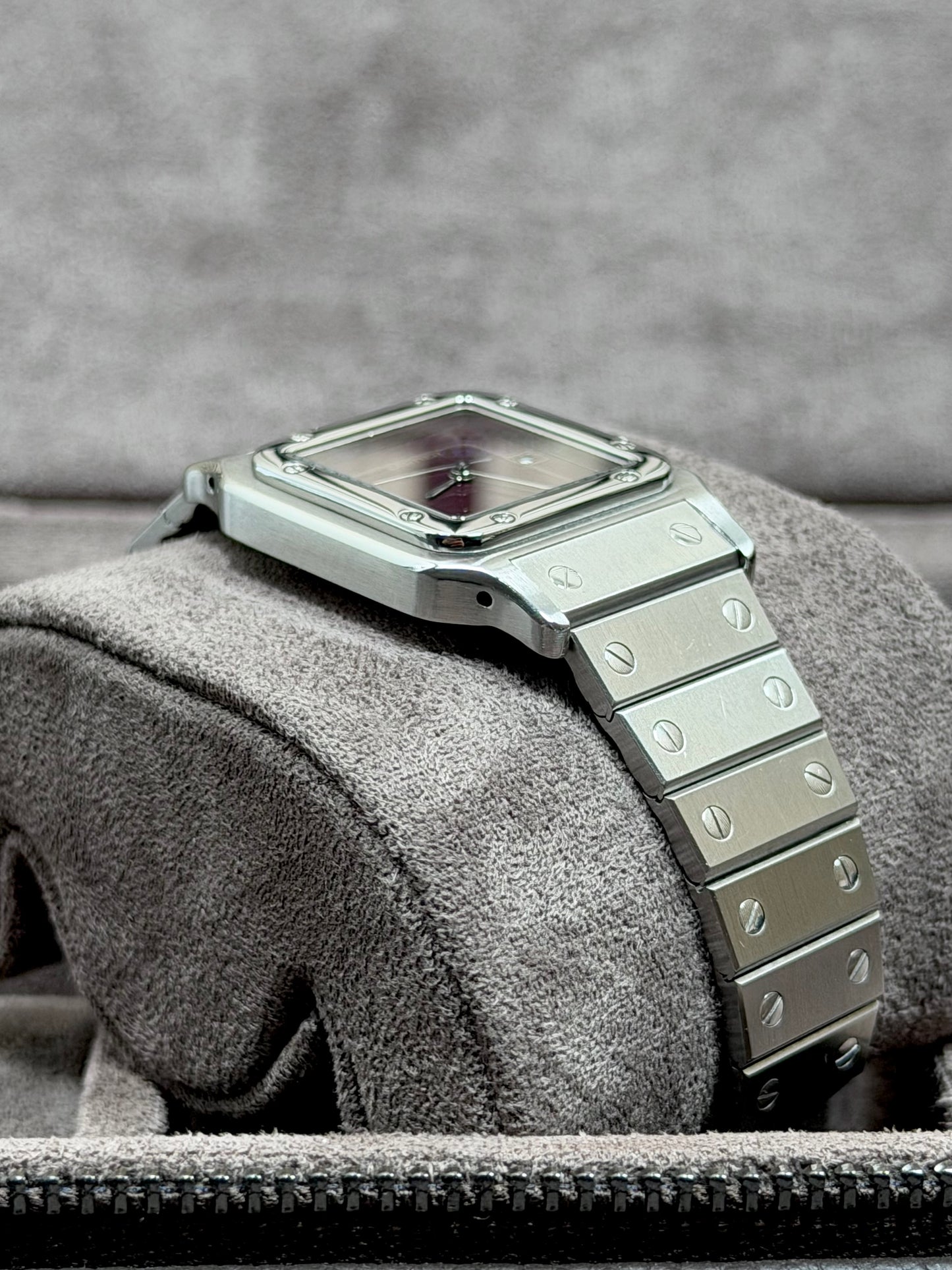 Cartier Santos Carrée Burgundy Dial / 2960 / Service / Sehr gut