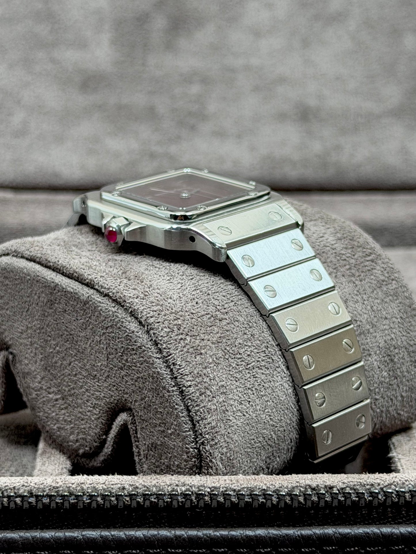 Cartier Santos Carrée Burgundy Dial / 2960 / Service / Sehr gut