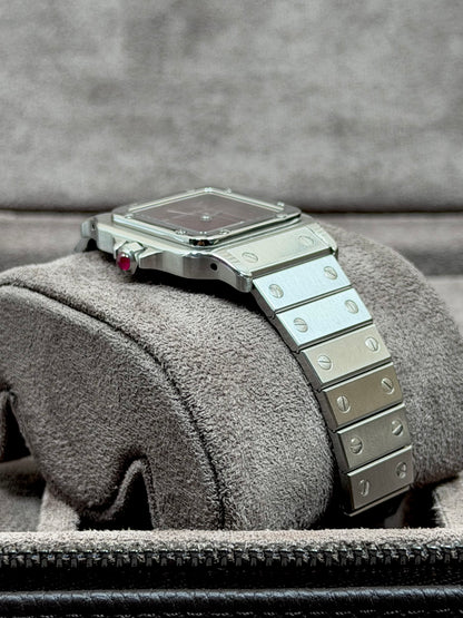 Cartier Santos Carrée Burgundy Dial / 2960 / Service / Sehr gut