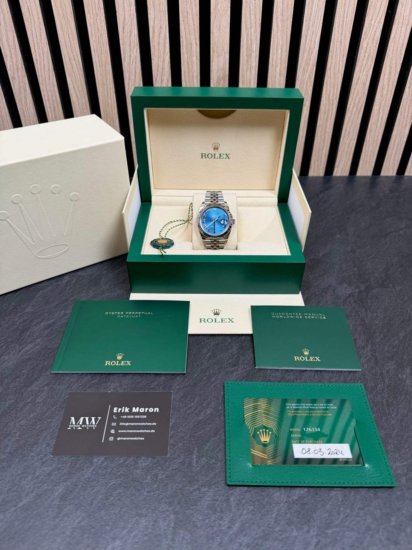 Rolex Datejust 41 126334 Azzurro-Blau / 2024 / Full Set / Sehr gut