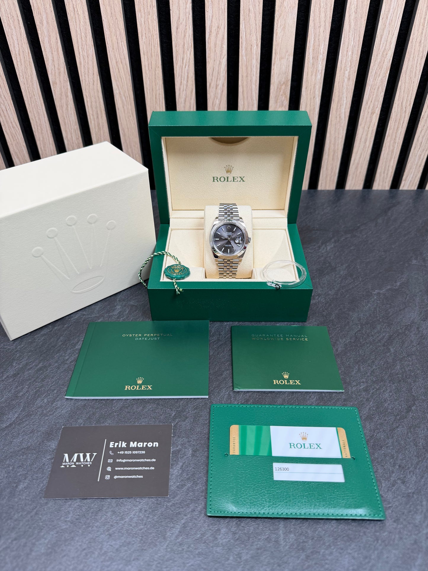 Rolex Datejust 41 126300 Rhodium / 2018 / Full Set / Neuwertig