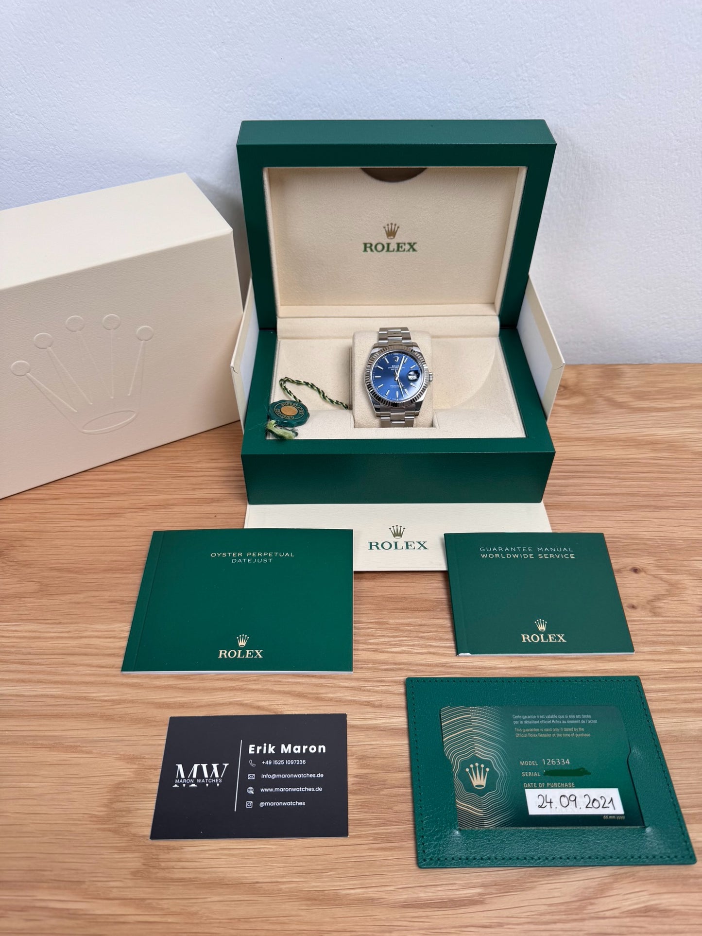 Rolex Datejust 41 126334 Blau / 2021 / Full Set / Neuwertig