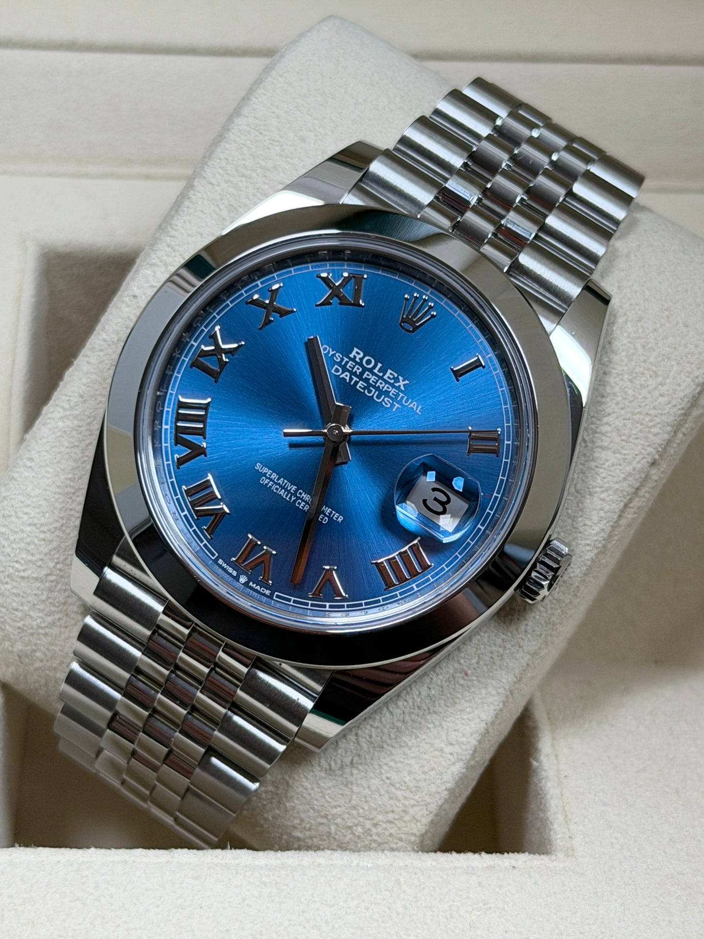 Rolex Datejust 41 126300 Azzurro-Blau / 2021 / Full Set / Sehr gut