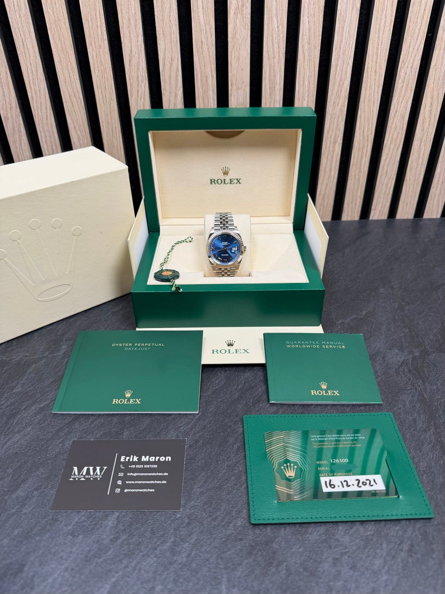 Rolex Datejust 41 126300 Azzurro-Blau / 2021 / Full Set / Sehr gut