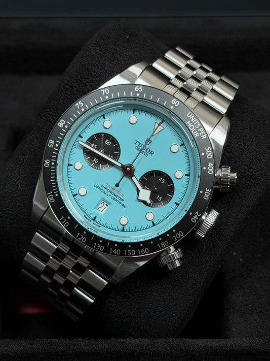 Tudor Black Bay Chrono Flamingo Blue / 2025 / Full Set / Neuwertig