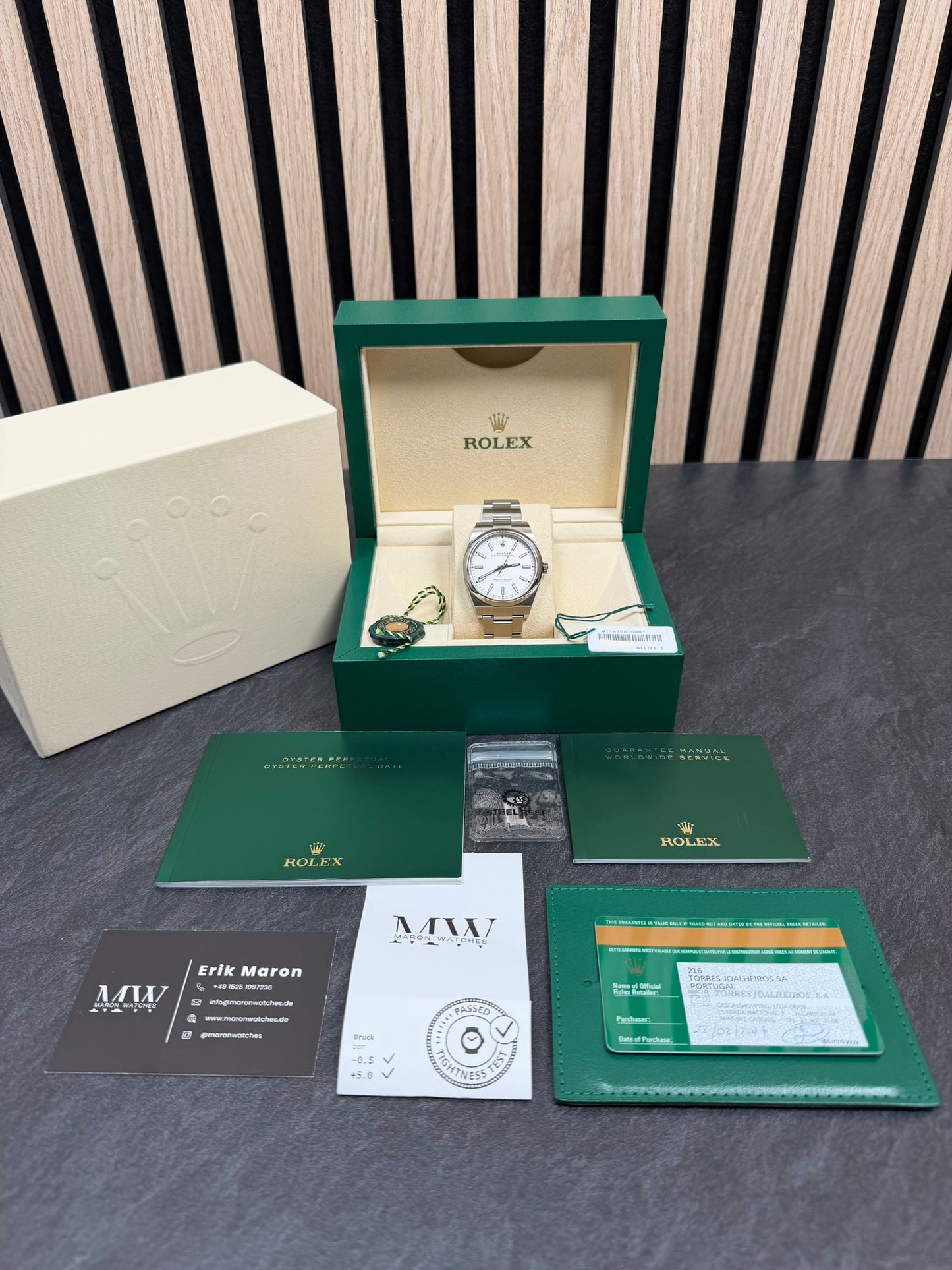 Rolex Oyster Perpetual 39 Weiß / 2017 / Full Set / Top Zustand