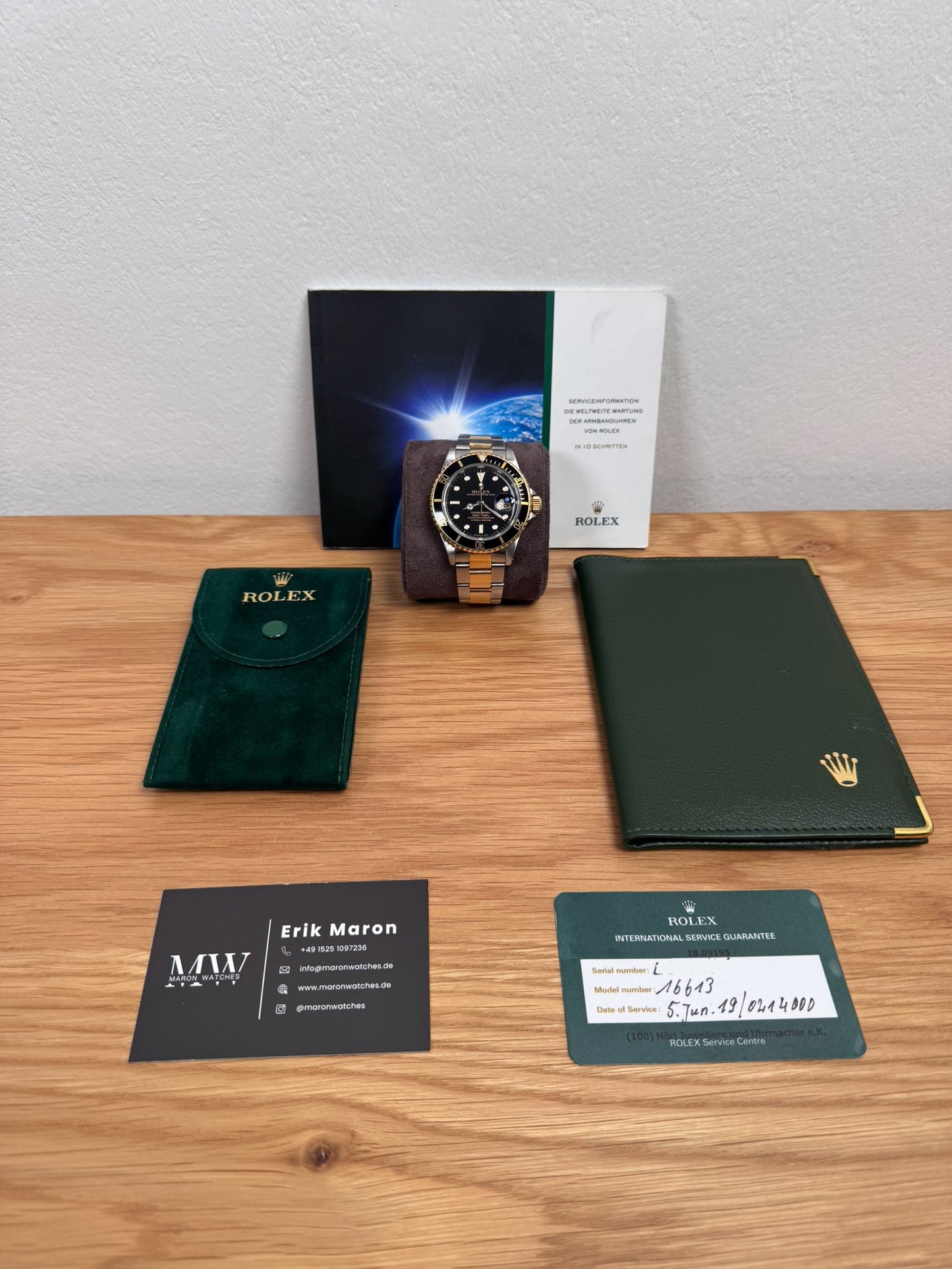 Rolex Submariner Date Bicolor 16613LN / 1990 / Revisionskarte / Sehr gut