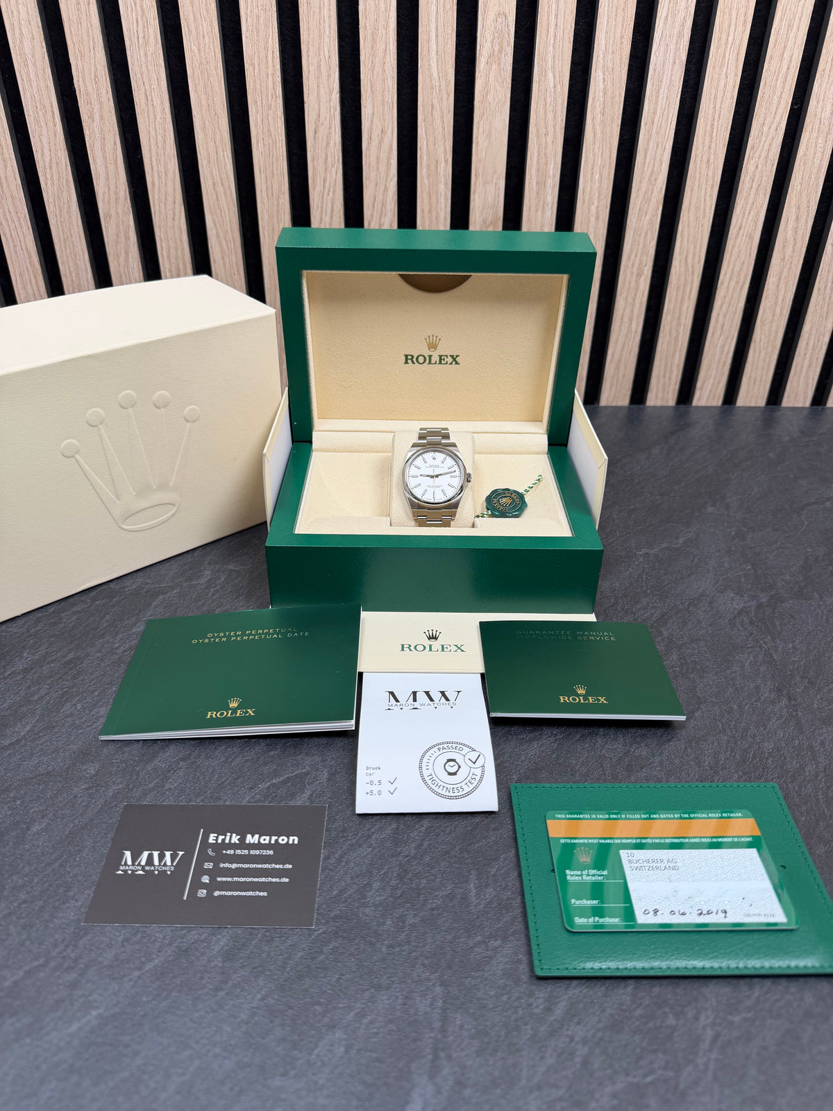 Rolex Oyster Perpetual 39 Weiß / 2019 / Full Set / Top Zustand