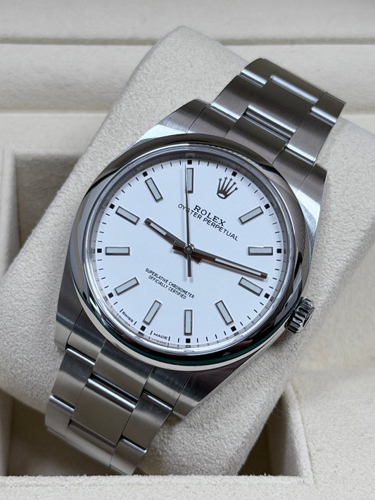Rolex Oyster Perpetual 39 Weiß / 2019 / Full Set / Top Zustand