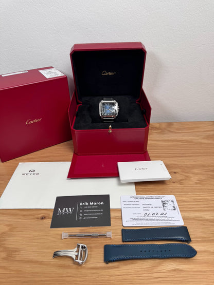 Cartier Santos Large Blau / 2021 / Full Set / Top Zustand