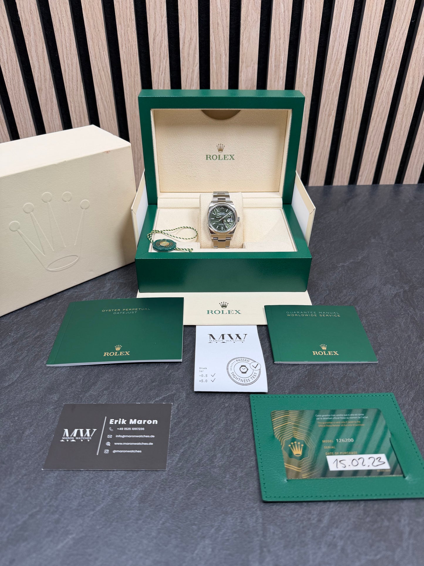 Rolex Datejust 36 126200 Mint Palm Dial / 2023 / Full Set / Sehr gut
