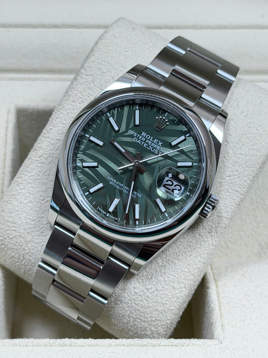 Rolex Datejust 36 126200 Mint Palm Dial / 2023 / Full Set / Sehr gut