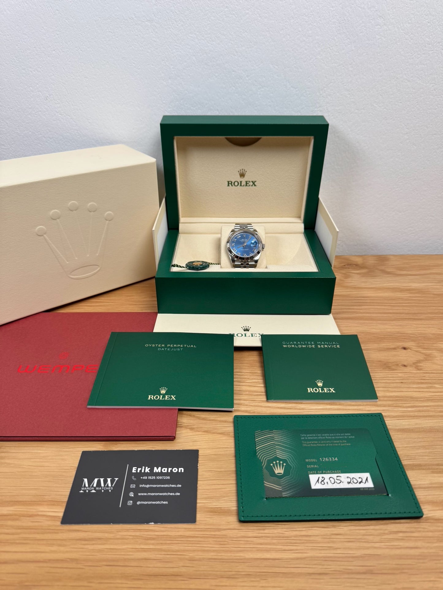 Rolex Datejust 41 126334 Azzurro Blau / 2021 / Full Set / Ungetragen