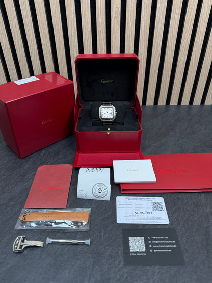 Cartier Santos Large Weiß WSSA0018 / 2022 / Full Set / Sehr gut