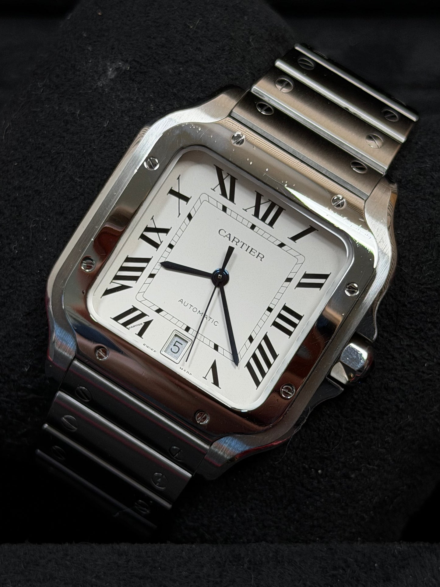 Cartier Santos Large Weiß WSSA0018 / 2022 / Full Set / Sehr gut