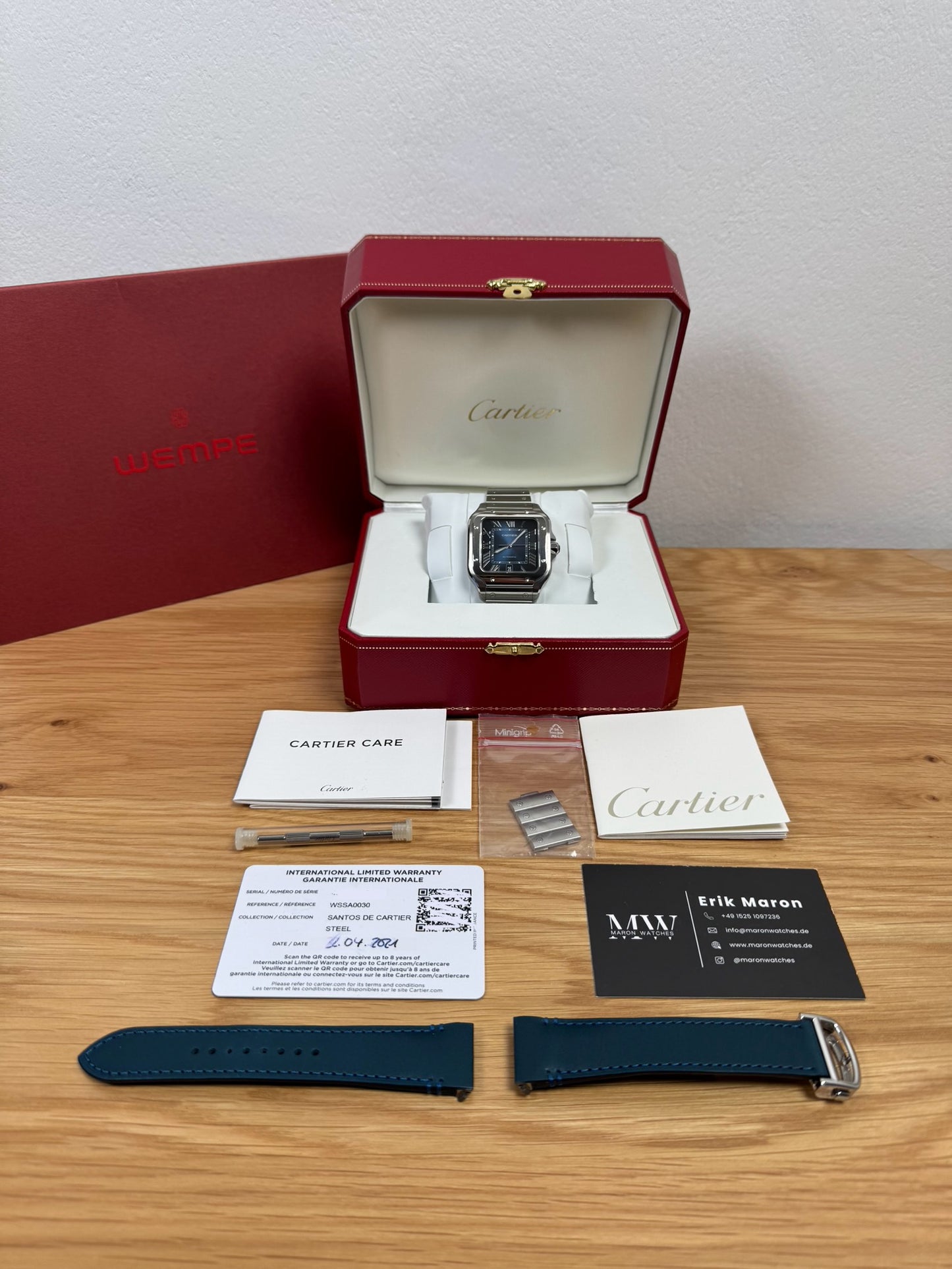 Cartier Santos Large Blau / 2021 / Full Set / Top Zustand / Cartier Service 06/2025