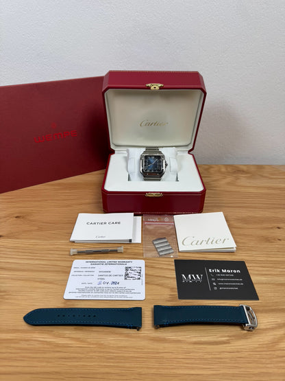 Cartier Santos Large Blau / 2021 / Full Set / Top Zustand / Cartier Service 06/2025