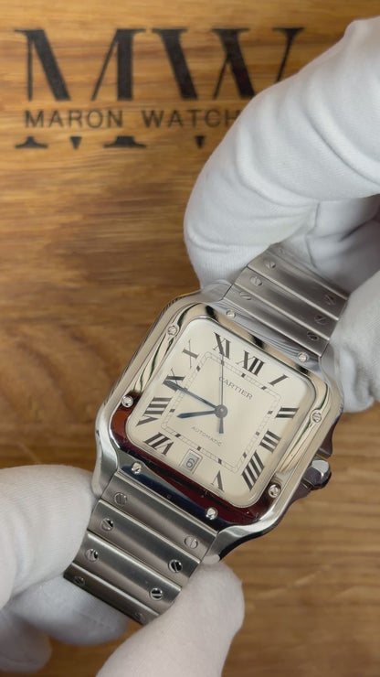 Cartier Santos Large Weiß WSSA0018 / 2022 / Full Set / Top Zustand