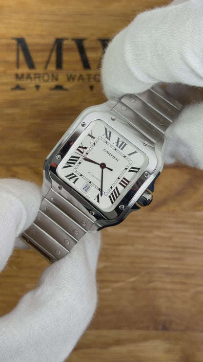 Cartier Santos Large Weiß WSSA0018 / 2023 / Full Set / Top Zustand