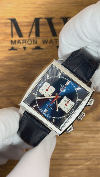Tag Heuer Monaco Heuer 02 Blau / Box & Uhr / Top Zustand