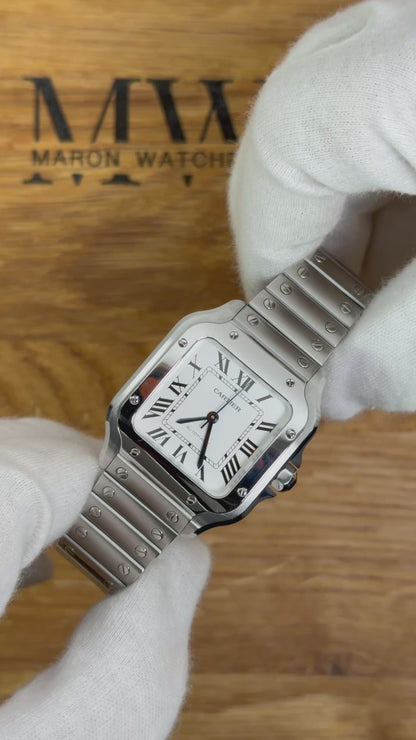 Cartier Santos Medium Weiß WSSA0029 / 2021 / Full Set / Top Zustand