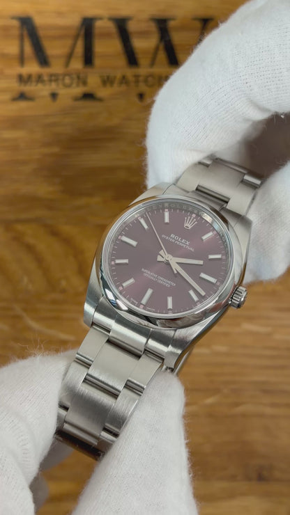 Rolex Oyster Perpetual 34 Bordeaux 114200 / 2019 / Full Set / Top Zustand